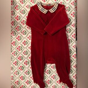Burberry Burgundy Velvet Baby One Piece🧸❤️